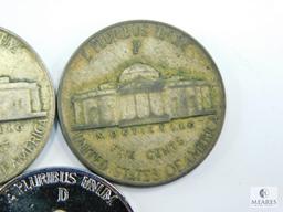 WWII Silver Jefferson Nickels 1942-P, 1943-P, 1945-D