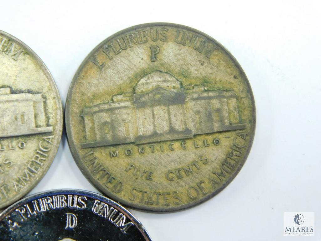 WWII Silver Jefferson Nickels 1942-P, 1943-P, 1945-D