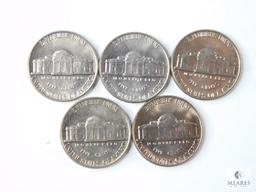 Group of Five 1959 Jefferson Nickels