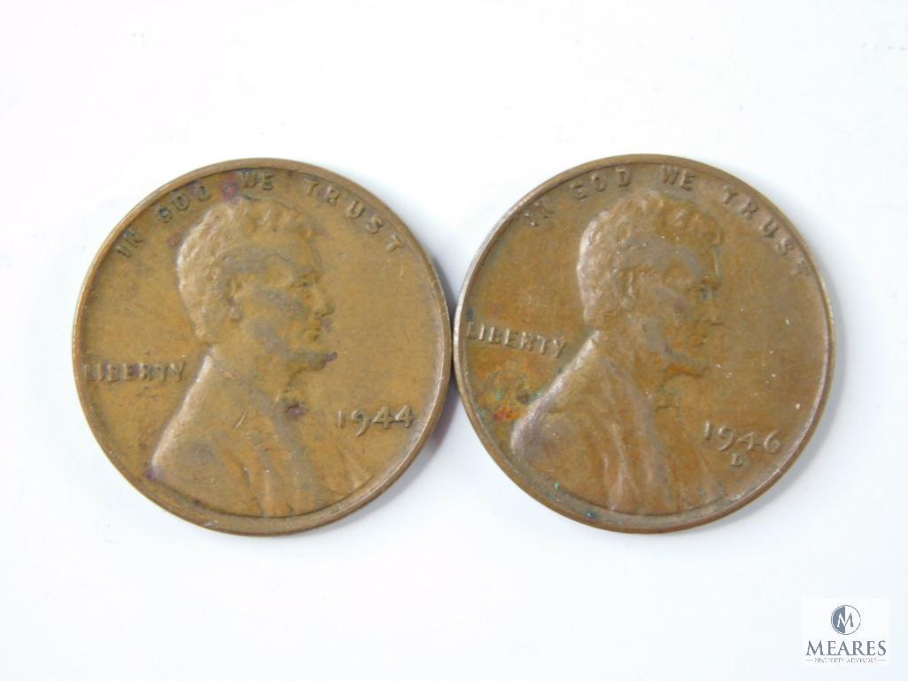 Lincoln Wheat Cents - (2) 1944, 1945-D and 1946-D