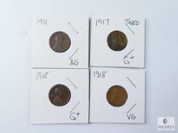 Group of Four Mixed Lincoln Wheat Cents