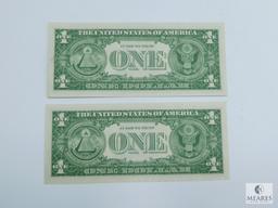 Two Sequential 1957 $1.00 Silver Certificate, STAR NOTES, Crisp UNC.