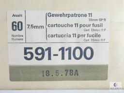 60 Rounds of 7.5mm Ammunition in Original Unopened Packaging