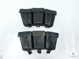 Group of Two Three-compartment Leather Ammunition Pouches