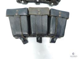 Group of Two Three-compartment Leather Ammunition Pouches