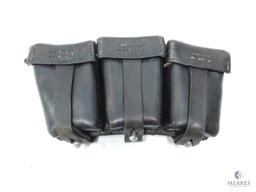 Group of Two Three-compartment Leather Ammunition Pouches