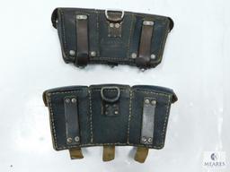 Group of Two Three-compartment Leather Ammunition Pouches