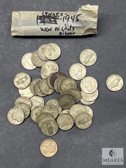 Roll of Mixed Date Wartime Silver Alloy Nickels