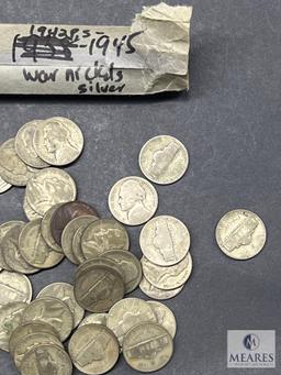 Roll of Mixed Date Wartime Silver Alloy Nickels