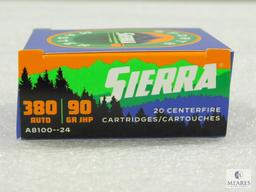 20 Rounds Sierra .380 ACP Ammo. 90 Grain Hollow Point