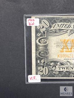 Series 1922 US $20 Large Format Gold Certificate