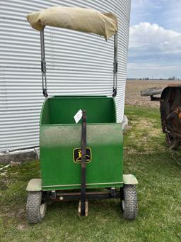 PARADE WAGON W/ JOHN DEERE PAINT SCHEME, 2 BENCHES INSIDE