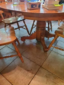 Dining Table, 4 Chairs, & 5 Extra Leaves