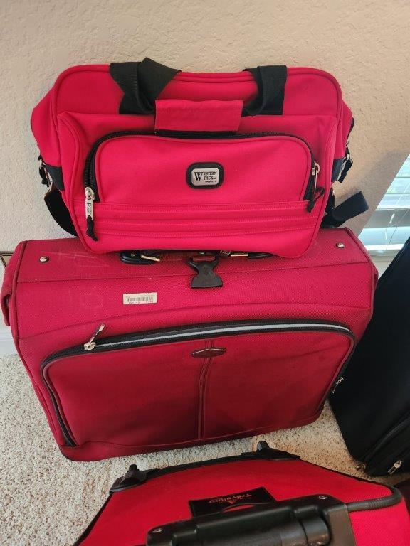 5 Pieces of Misc. Red Luggage