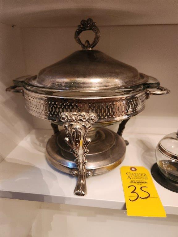 Silver Chafing Dish & Vintage Coffee Carafes