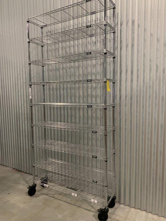 Metal Mobile Shelving on Casters w/ 9 Shelves U-Line