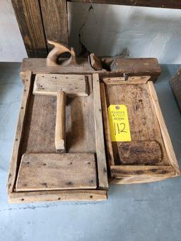 Wood Planer & 2 Vintage Wood Boxes