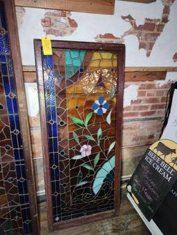 Antique Framed Stained Glass Window 65"x28"