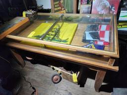 Large Wood Display Table & Contents