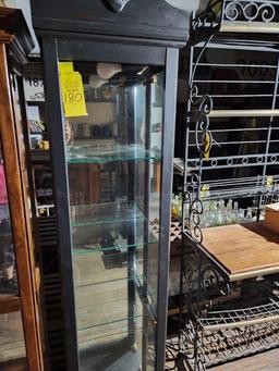 Wood Black Display Cabinet with Glass Shelves