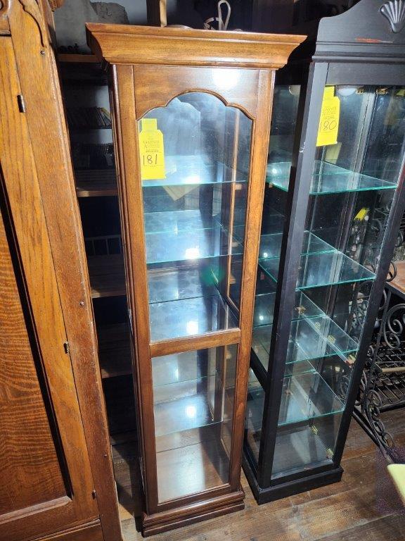Wood Display Cabinet with Glass Shelves