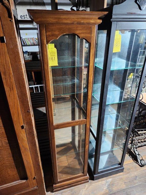 Wood Display Cabinet with Glass Shelves