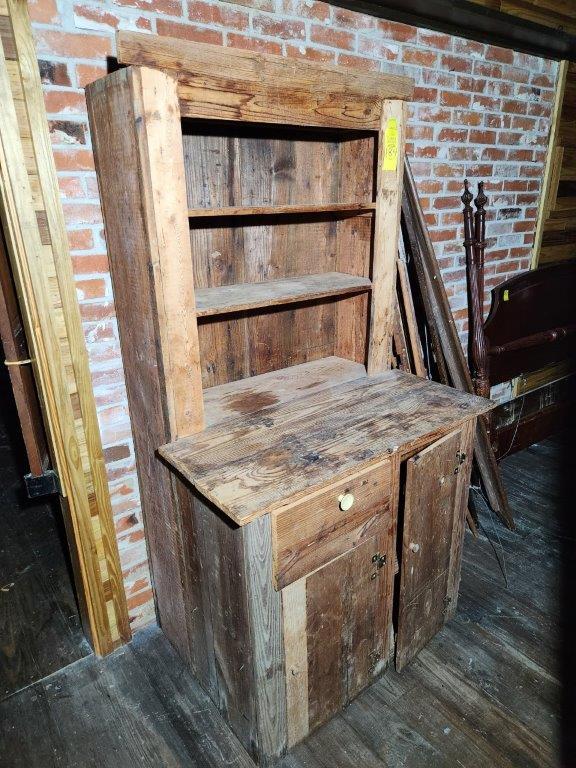 Primitive Wood Hutch Cabinet