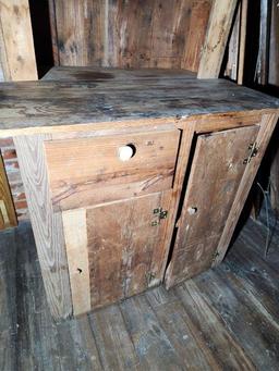 Primitive Wood Hutch Cabinet