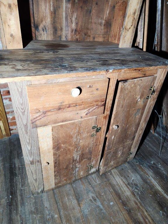 Primitive Wood Hutch Cabinet