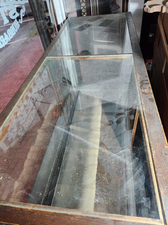 Wood & Glass Display Counter in Front Window