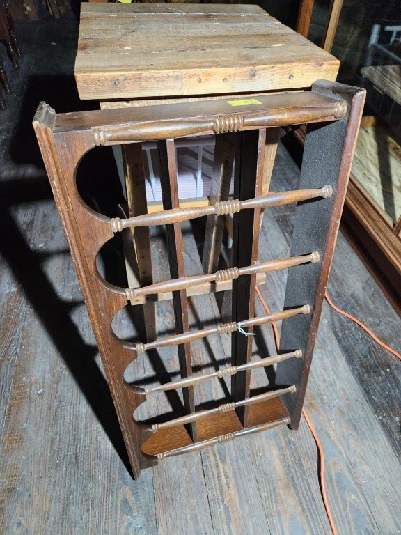 Wood Table & Wood Display Shelf