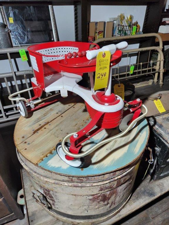 Vintage 1950s Tot Stroller Walker Mid-Century Red Buggy