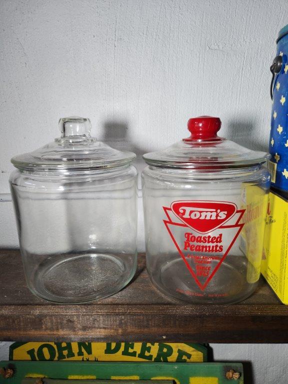 Glass Collectible Jars - Tom's Toasted Peanuts Jar & Misc.