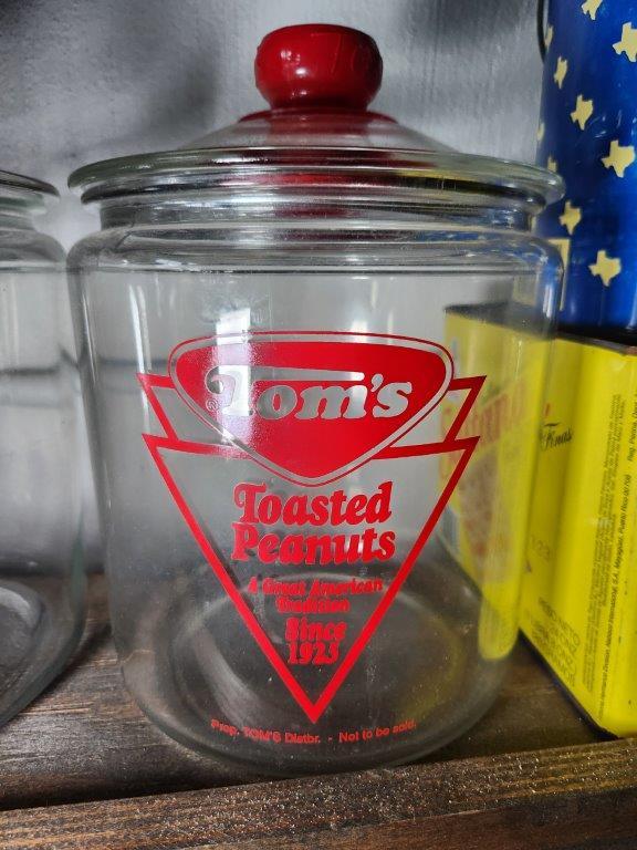 Glass Collectible Jars - Tom's Toasted Peanuts Jar & Misc.