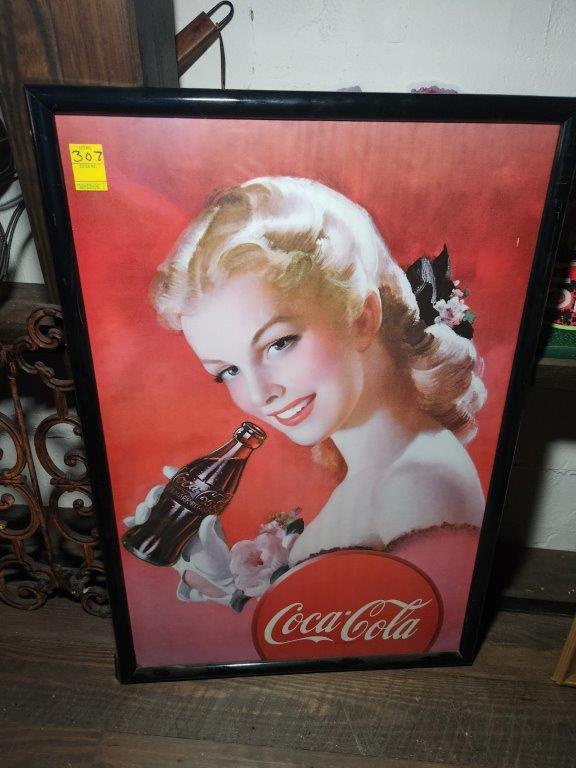 3 Collectible Coca-Cola Pictures & Blue Bell Sign