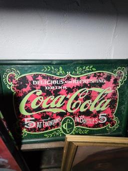 3 Collectible Coca-Cola Pictures & Blue Bell Sign