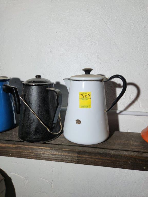 Shelf of Coffee Pots & Tea Pots