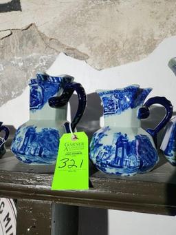 WWR Co Vintage Victoria Ware Ironstone Cobalt & White Pitchers & Misc.