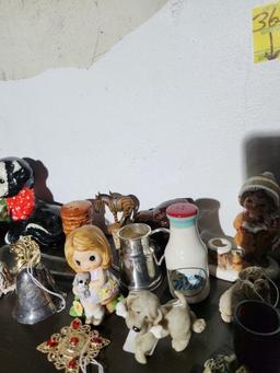 2 Shelves of Figurines & Misc.