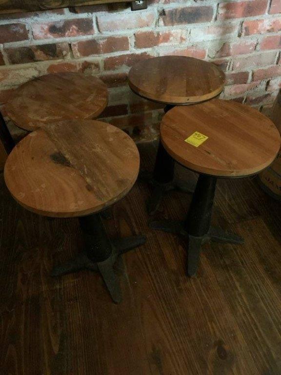 4 HD Metal Base, Wood Top Vintage Stools