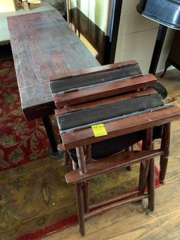 Wood Coffee Table with Metal Legs & 2 Directors Chairs