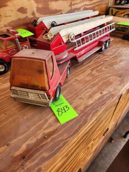 N.F.D. #6 Turbo Power with Hook & Ladder Trailer (Nylint Fire Dept.) - Metal, Vintage