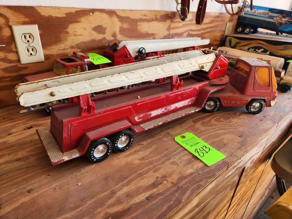 N.F.D. #6 Turbo Power with Hook & Ladder Trailer (Nylint Fire Dept.) - Metal, Vintage