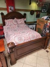 Queen Bed with Pillows & Linens - Mattress not Included