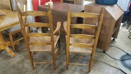 2 LADDER BACK WOOD ARM CHAIRS
