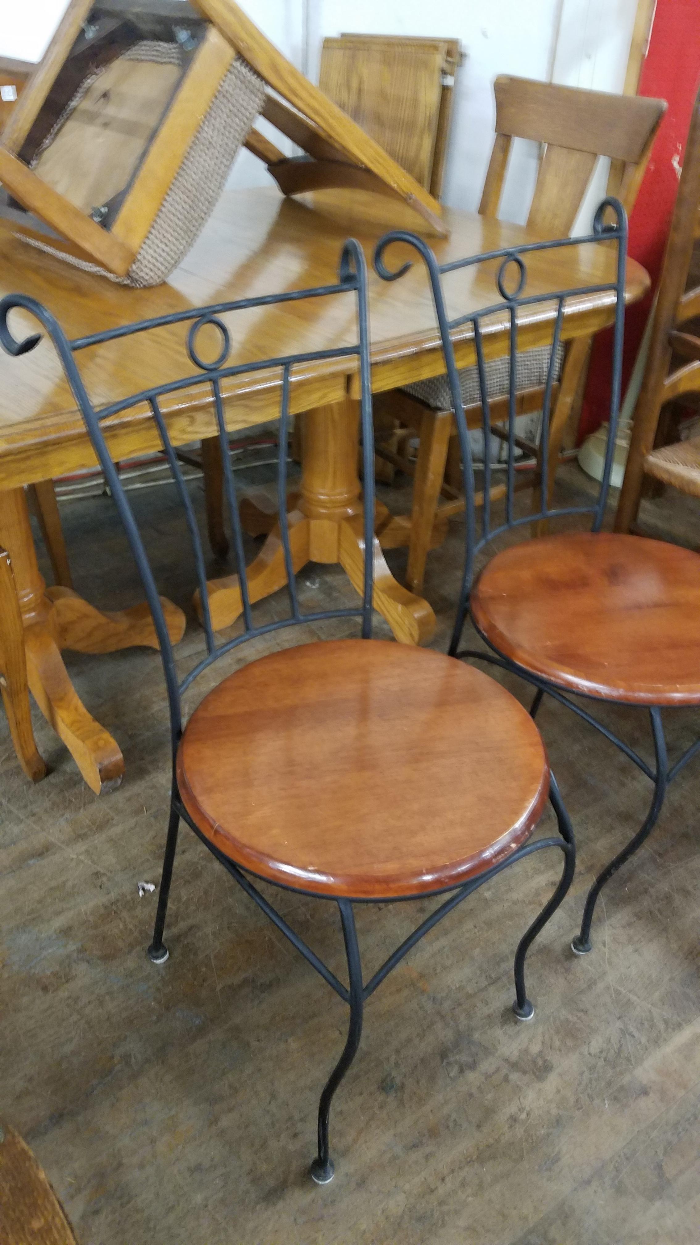 2 WROUGHT IRON ICE CREAM PARLOR STYLE CHAIRS