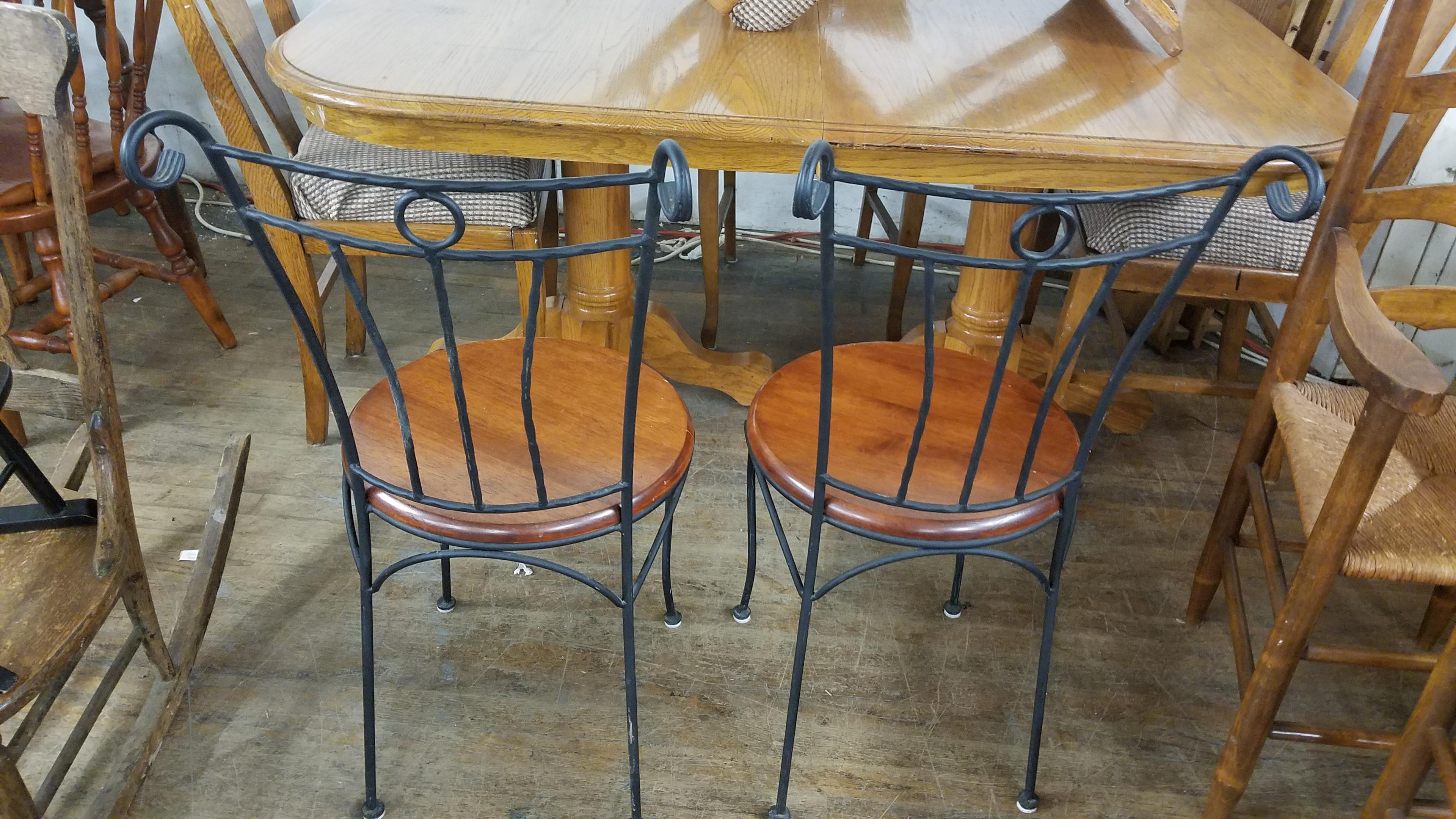 2 WROUGHT IRON ICE CREAM PARLOR STYLE CHAIRS
