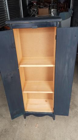 BLUE PRIMITIVE STYLE WOODEN CABINET