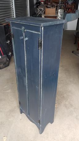 BLUE PRIMITIVE STYLE WOODEN CABINET
