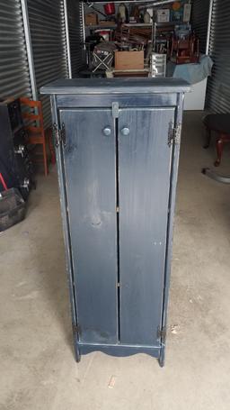 BLUE PRIMITIVE STYLE WOODEN CABINET